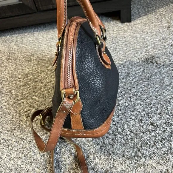 Dooney & Bourke Norfolk Crossbody Bag Handbag Purse Vintage Black Brown Leather - Picture 5 of 12